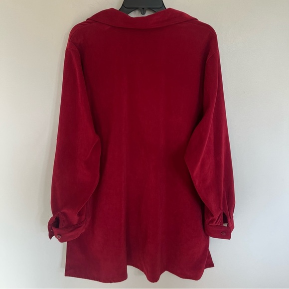 Women’s All American Button Front Tunic Top Embroidered Cranberry Moleskin 24W - Picture 11 of 11